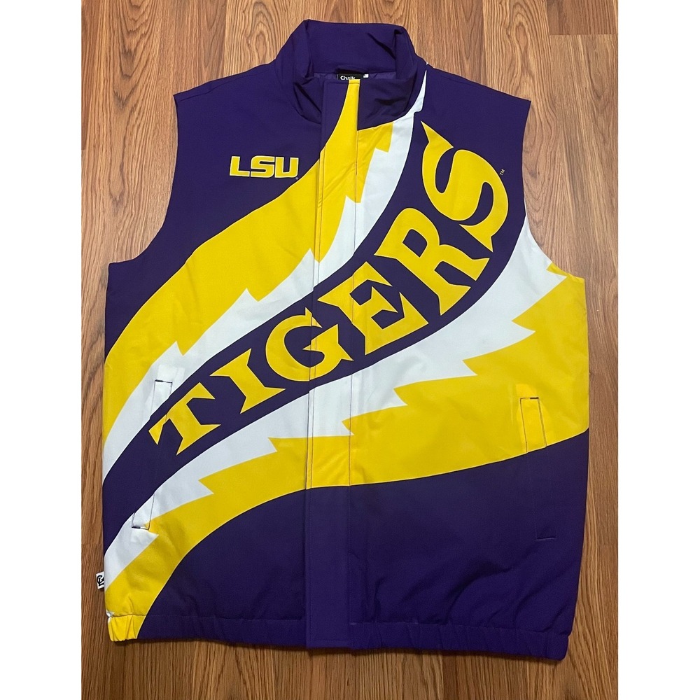 LSU Tigers Puffer Vest Mens Large Chalk Line Big Logo Sleeveless Jacket